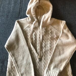 Cupcake and Cashmere Cream Cable Knit Hoodie Sweater